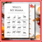 WIE IS MIJN MAMA Baby shower spel Een beetje pompo Kaart