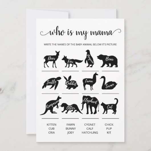 Wie is mijn mama Game Baby shower party Kaart (Voorkant)