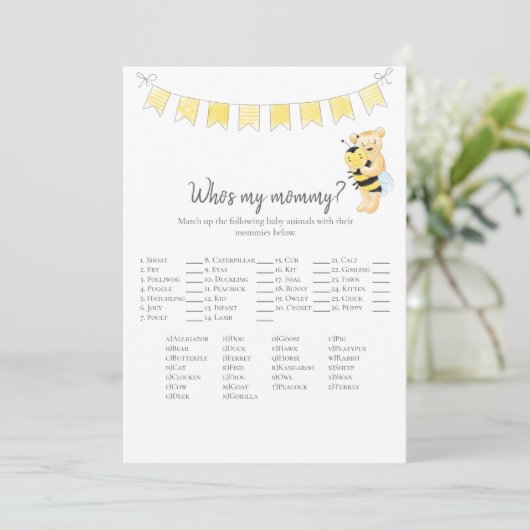 Wie is mijn mama spel Teddy Bear Kaart (Staand voorkant)