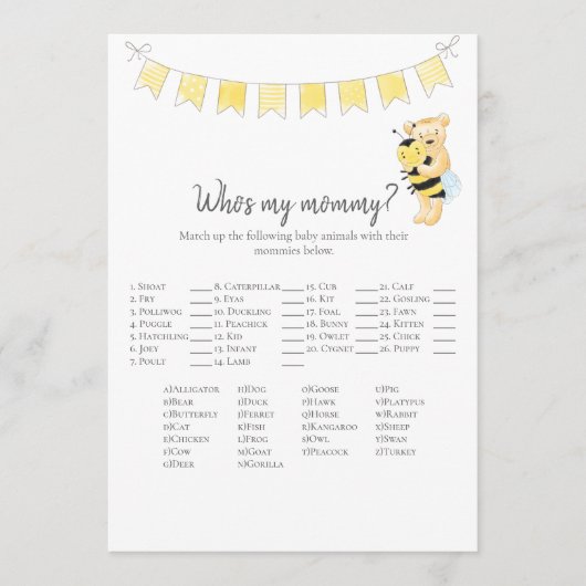 Wie is mijn mama spel Teddy Bear Kaart (Voorkant)