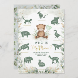 Wie is mijn mama Teddy Bear Baby shower Game Kaart
