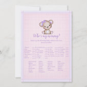 Wie is mijn mammie Paars Baby Kaart van het Beer (Voorkant)