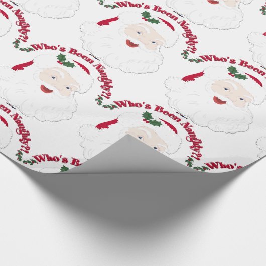 Wie is Naughty geweest?  stijlkerstman Cadeaupapier (Hoek)