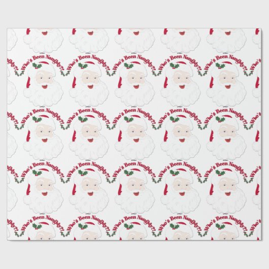 Wie is Naughty geweest?  stijlkerstman Cadeaupapier (Vlak)