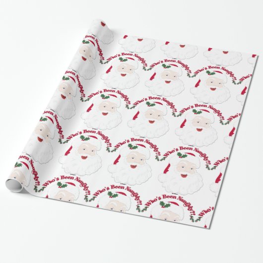 Wie is Naughty geweest?  stijlkerstman Cadeaupapier (Uitgerold)