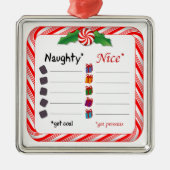 Wie is ondeugend of aardig metalen ornament (Voorkant)