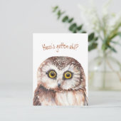 Wie is oud geworden? Grappige verjaardag Wijze Uil Briefkaart (Staand voorkant)