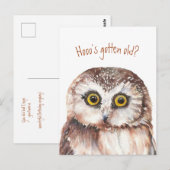 Wie is oud geworden? Grappige verjaardag Wijze Uil Briefkaart (Voorkant / Achterkant)