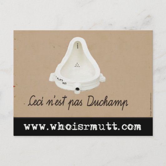 Wie is R. Mutt? Briefkaart (mauriciocordero.com) (Voorkant)