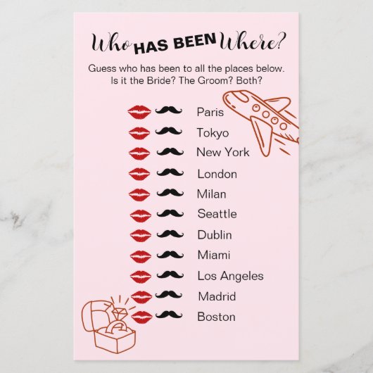 Wie is waar geweest? Vrijgezellenfeest Travel Game (Voorkant)