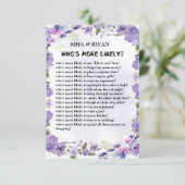 WIE IS WAARSCHIJNLIJKER? WEDDING SPEL KAART (Staand voorkant)