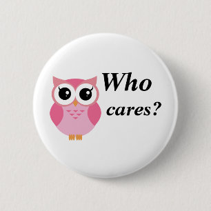 Wie kan dat wat schelen? Cute roze cartoon owl Ronde Button 5,7 Cm