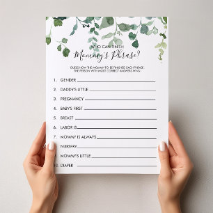 Wie kan mama's Phrase Baby shower Game afmaken?