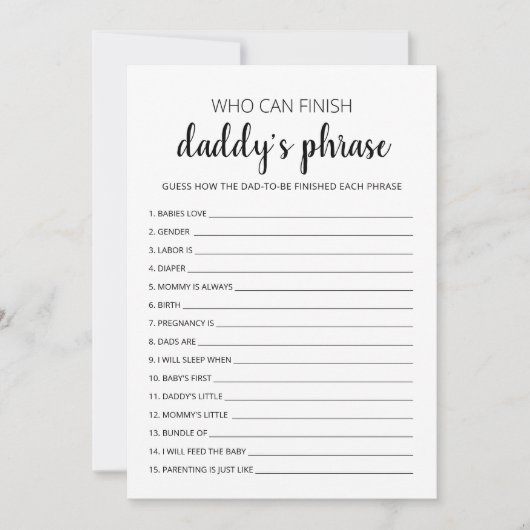 Wie kan papa's zin Baby shower Kaart afmaken (Voorkant)