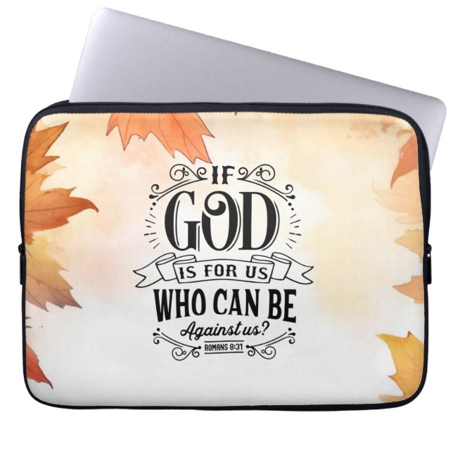 Wie kan tegen ons zijn? laptop sleeve (Voorkant)