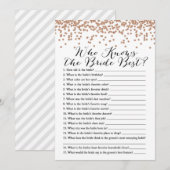 Wie kent Bride Best Vrijgezellenfeest Game 5x7 Kaart (Voorkant / Achterkant)