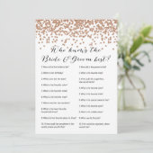 Wie kent Bride & Groom Roos Gold Bridal Game 5x7 Kaart (Staand voorkant)