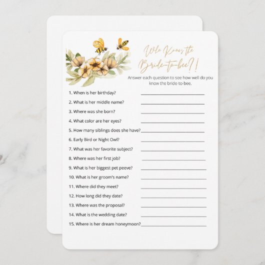 Wie kent Bride tot beste game-Kaart (Voorkant / Achterkant)