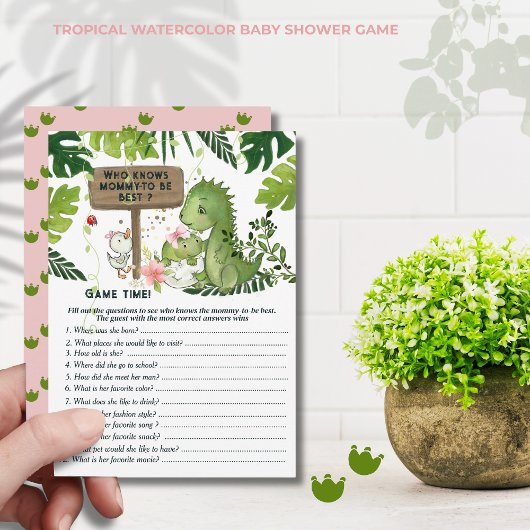 Wie kent de aanstaande moeder het best? Girl Dino  Kaart