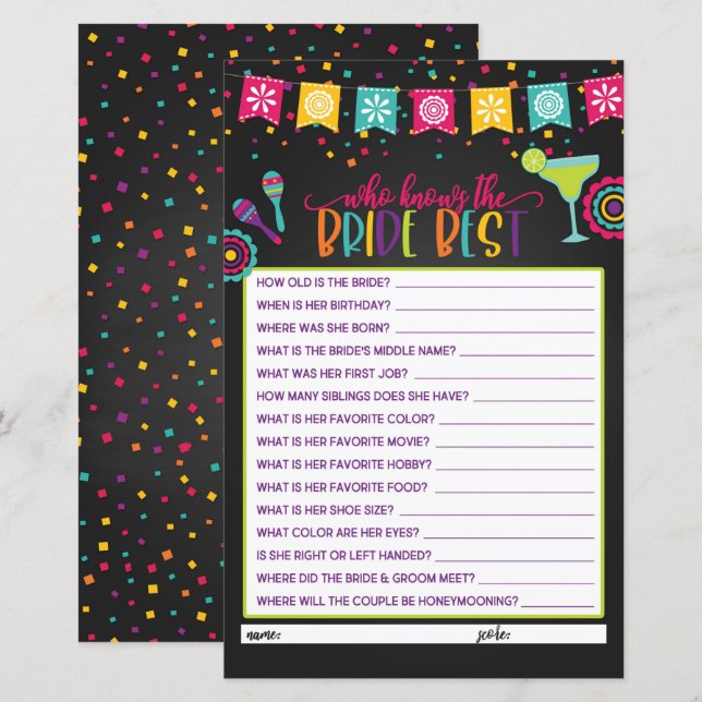 Wie kent de Bride Best - Fiesta (Voorkant / Achterkant)