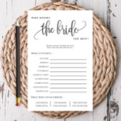 Wie kent de Bride Editable Paper Game Kaart