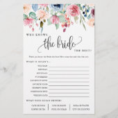 Wie kent de Bride Floral Border Paper Game Kaart (Voorkant)