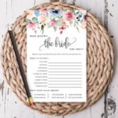 Wie kent de Bride Floral Border Paper Game Kaart