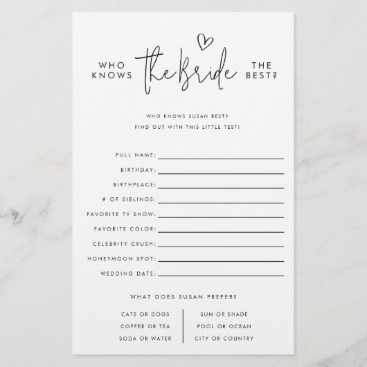 Wie kent de Bride, minimalistische Kaart voor papi (Voorkant)