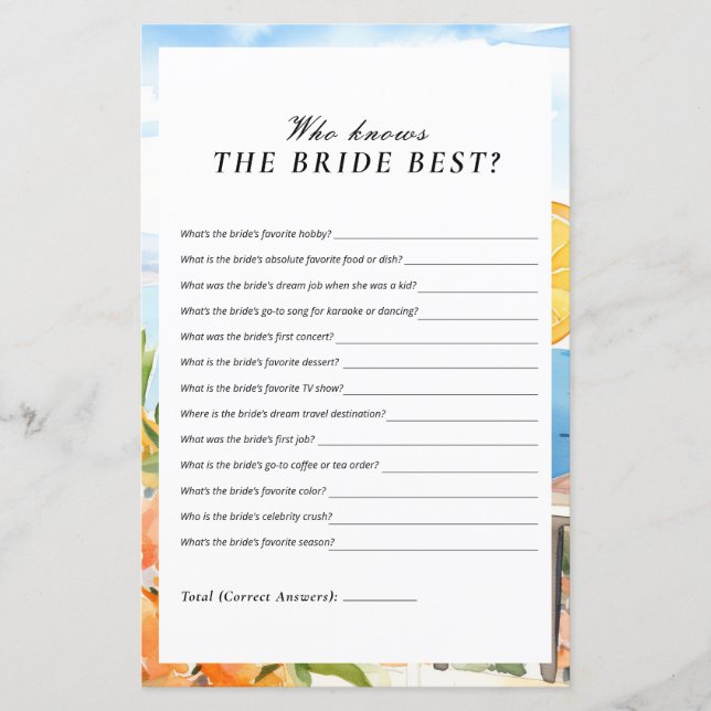 Wie kent de bruid beste Aperol Spritz Vrijgezellen (Voorkant)