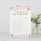 Wie kent de bruid beste wilde bloem bruids spel (Staand voorkant)