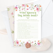 Wie kent de bruid beste wilde bloem bruids spel