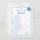 Wie kent de bruid de beste bachelorette spel Kaart (Voorkant)