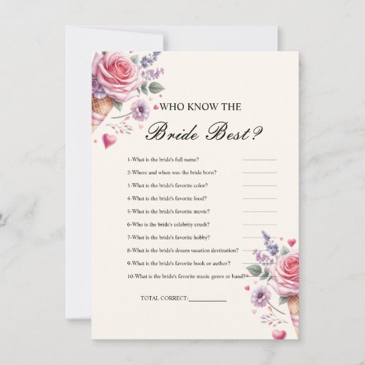 Wie kent de bruid de beste vrijgezellenfeest spel  kaart (Voorkant)