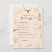 Wie kent de bruid de beste vrijgezellenfeest spel  kaart (Voorkant)