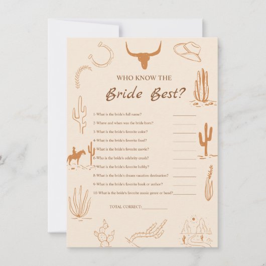 Wie kent de bruid de beste vrijgezellenfeest spel  kaart (Voorkant)