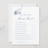 Wie kent de bruid de beste vrijgezellenfeest spel  kaart (Voorkant)