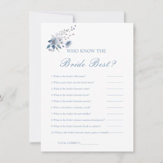 Wie kent de bruid de beste vrijgezellenfeest spel  kaart (Voorkant)