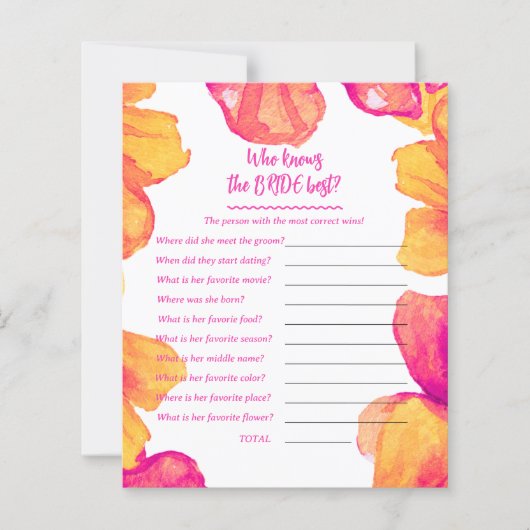 Wie kent de bruid douche spel (Voorkant)