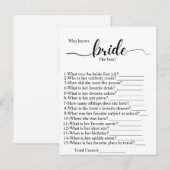 Wie kent de bruid het best bruidsshowerspel briefkaart (Voorkant / Achterkant)