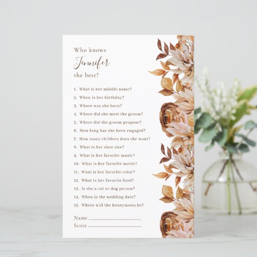 Wie kent de bruid het best bruidsspel (Staand voorkant)