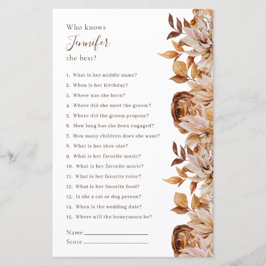 Wie kent de bruid het best bruidsspel (Voorkant)