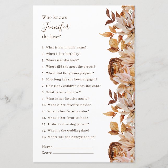 Wie kent de bruid het best bruidsspel (Voorkant)