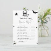 Wie kent de bruid het beste bruidsshower spelkaart kaart (Staand voorkant)