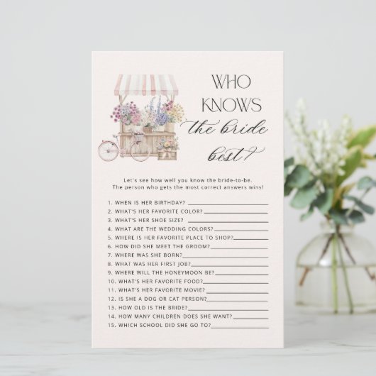 Wie kent de bruid het beste Off the Market spel (Staand voorkant)