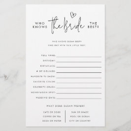 Wie kent de bruid,Minimalistische papieren spelkaa Flyer