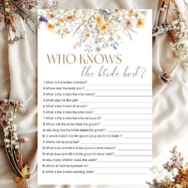 Wie kent de bruid Wildflower Vrijgezellenfeest spe