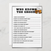 Wie kent de bruidegom, Bachelor Party Game Kaart (Voorkant / Achterkant)