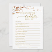 Wie kent de Daddy Best Herfst Baby shower Game Kaart (Voorkant)