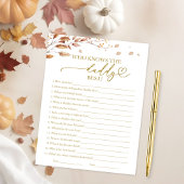 Wie kent de Daddy Best Herfst Baby shower Game Kaart