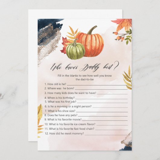 Wie kent de Kaart van het beste pompoenspel Baby s (Voorkant / Achterkant)